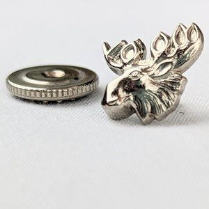 Sterling Silver Moose Head Tie Tack Classic 1/2" Tie Clip Fastener Men's Fashion